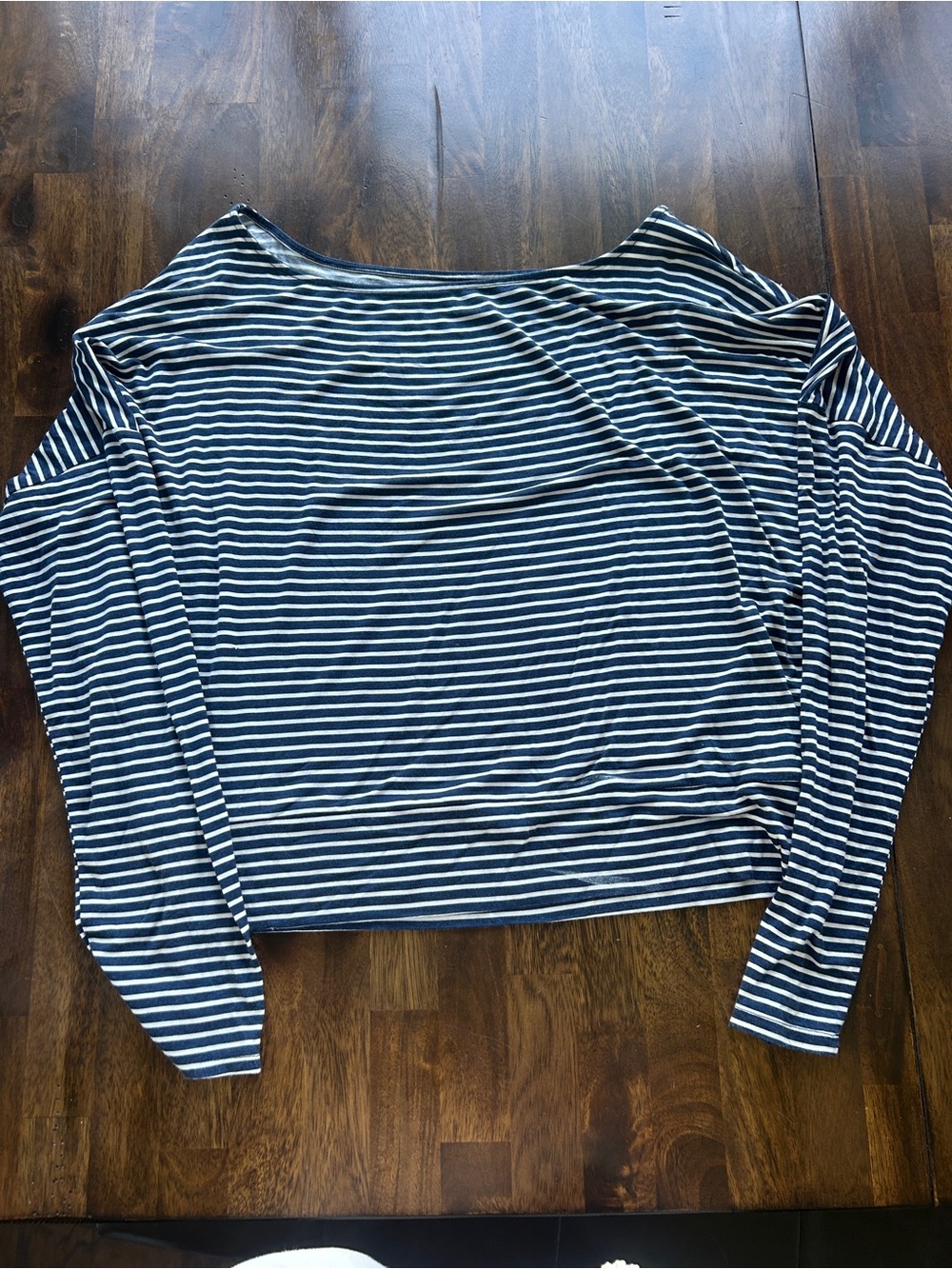 Aeropostale Women's Navy and White Striped Boatneck Top